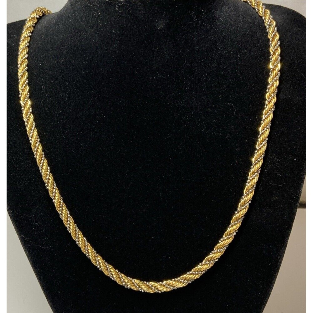 Vintage Marked Korea Gold & Gun Metal Gray Twist Rope Chain 24.5”